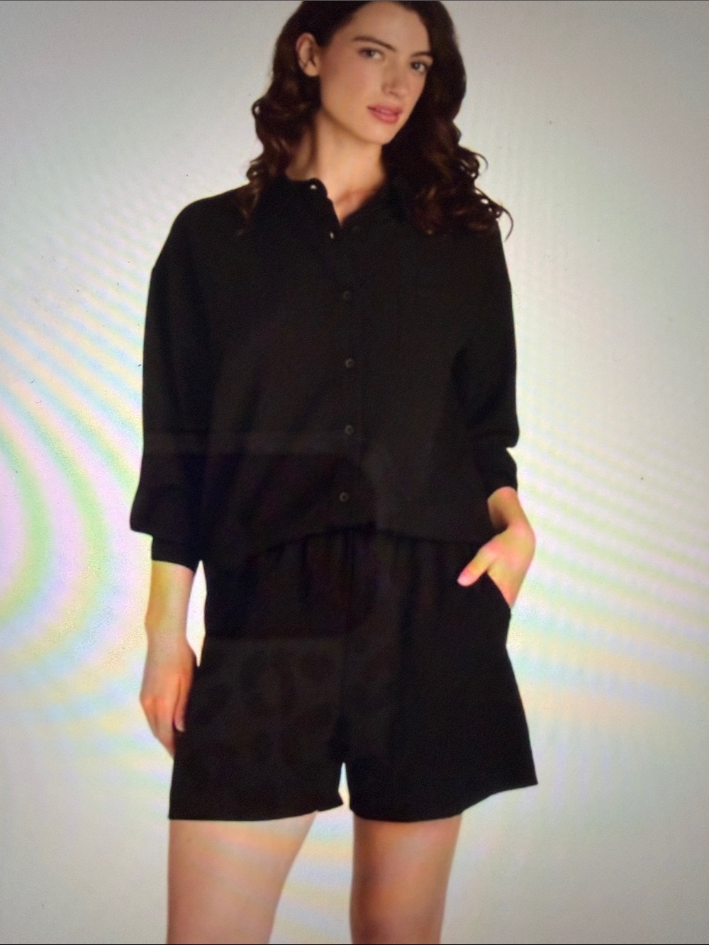 Nine . eight 2 piece  Black Relaxed Women's Short set